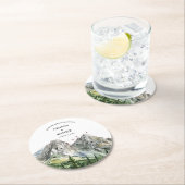 Rustieke Woodland Mountain Forest Pine Wedding Ronde Kartonnen Onderzetter (Insitu)