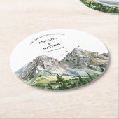 Rustieke Woodland Mountain Forest Pine Wedding Ronde Kartonnen Onderzetter (Gebogen)