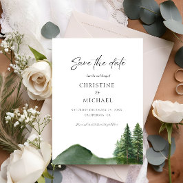 Rustieke Woodland Mountain Forest Pine Wedding Save The Date