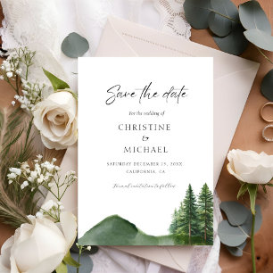 Rustieke Woodland Mountain Forest Pine Wedding Save The Date