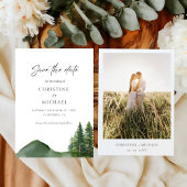 Rustieke Woodland Mountain Forest Pine Wedding Save The Date