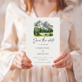 Rustieke Woodland Mountain Forest Pine Wedding Save The Date