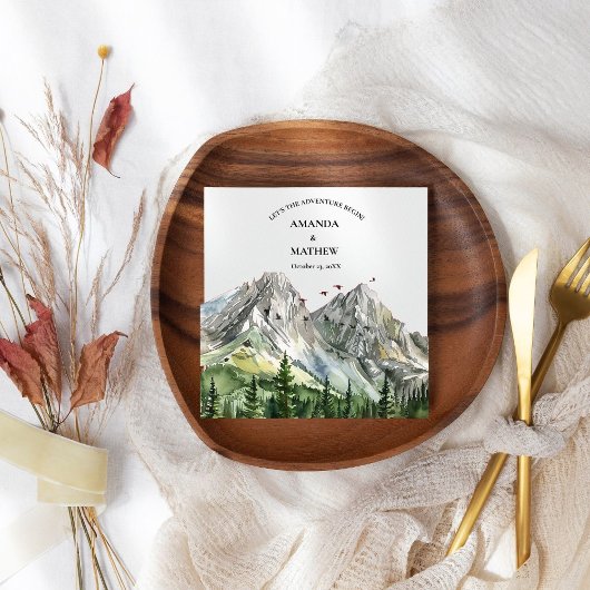 Rustieke Woodland Mountain Forest Pine Wedding Servet