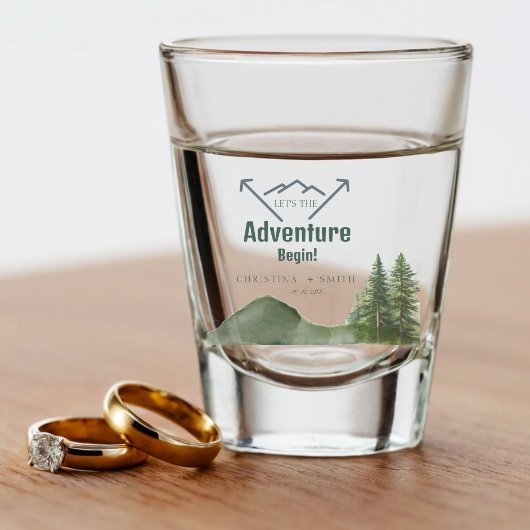 Rustieke Woodland Mountain Forest Pine Wedding Shot Glas
