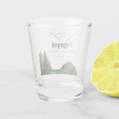 Rustieke Woodland Mountain Forest Pine Wedding Shot Glas (Achterkant)