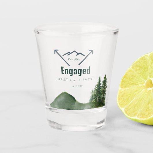 Rustieke Woodland Mountain Forest Pine Wedding Shot Glas (Voorkant)