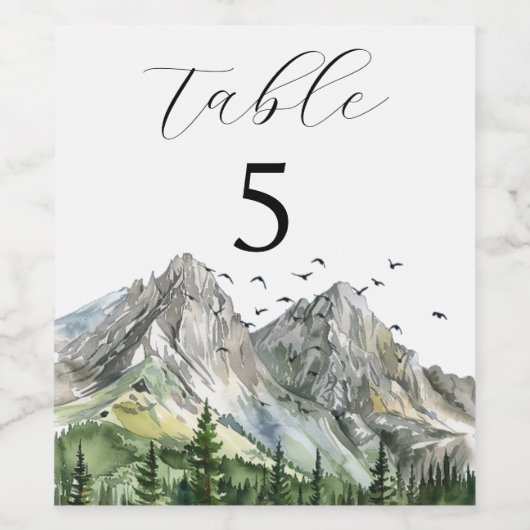 Rustieke Woodland Mountain Forest Pine Wedding Wijn Etiket (Enkel label)