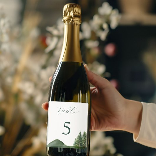 Rustieke Woodland Mountain Forest Pine Wedding Wijn Etiket