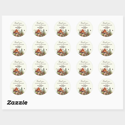 Rustieke Woodland Mushroom Baby shower Herfst Beda Ronde Sticker (Vel)