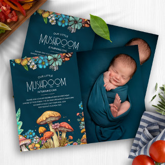 Rustieke Woodland Mushroom Fungi 1e Verjaardag Fot Kaart