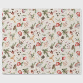 Rustieke Woodland Mushrooms Kerstmis Cadeaupapier (Vlak)