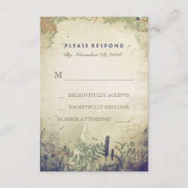 Rustieke Woodland Navy bruiloft RSVP Kaart