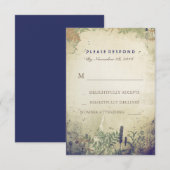 Rustieke Woodland Navy bruiloft RSVP Kaart (Voorkant / Achterkant)
