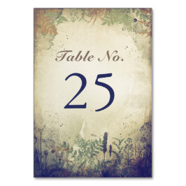 Rustieke WOODLAND Navy Tafelnummerkaarten Kaart