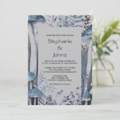 Rustieke Woodland Paddenstoelen Grijs Blauw Zilver Kaart (Staand voorkant)