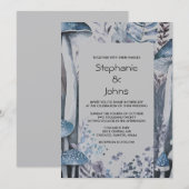 Rustieke Woodland Paddenstoelen Grijs Blauw Zilver Kaart (Voorkant / Achterkant)