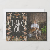 Rustieke Woodland Party Dier Verjaardag Foto Bedankkaart (Voorkant)