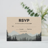 Rustieke Woodland Pine Tree Bruiloft RSVP (Staand voorkant)