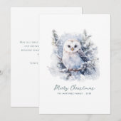 Rustieke Woodland Pine Uil Vrolijk Kerstmis Feestdagenkaart (Voorkant / Achterkant)