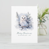 Rustieke Woodland Pine Uil Vrolijk Kerstmis Feestdagenkaart (Staand voorkant)