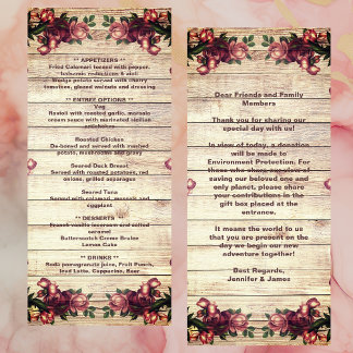 Rustieke Woodland Rozen Bourgondië Country Wedding Menu