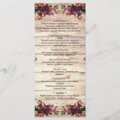 Rustieke Woodland Rozen Bourgondië Country Wedding Menu (Voorkant)
