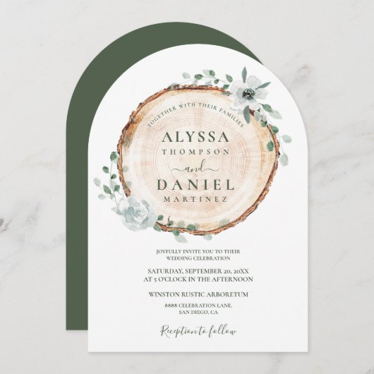 Rustieke Woodland Sage Waterverf bloemenbruiloft Kaart (Voorkant / Achterkant)