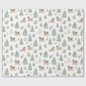 Rustieke Woodland Sleigh & Pine Cadeaupapier (Vlak)