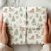Rustieke Woodland Sleigh & Pine Cadeaupapier