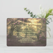 Rustieke Woodland String Lights Bomen Bruiloft Kaart (Staand voorkant)