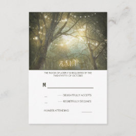 Rustieke Woodland String Lights Bruiloft RSVP Kaar Kaartje