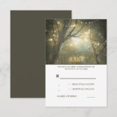 Rustieke Woodland String Lights Bruiloft RSVP Kaar Kaartje (Voorkant / Achterkant)