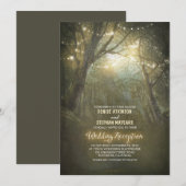 Rustieke Woodland String Lights Huwelijksreceptie Kaart (Voorkant / Achterkant)