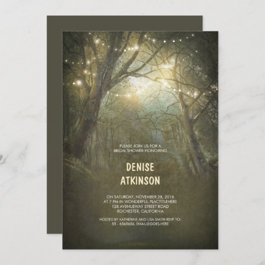 Rustieke Woodland String Lights Vrijgezellenfeest Kaart (Voorkant / Achterkant)