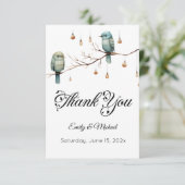 Rustieke Woodland Tortelduifjes Romantische bruilo Bedankkaart (Staand voorkant)