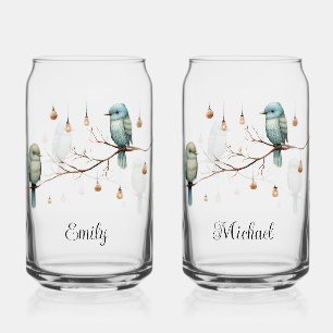 Rustieke Woodland Tortelduifjes Romantische bruilo Blikvorm Glas