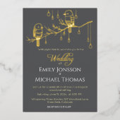 Rustieke Woodland Tortelduifjes Romantische bruilo Folie Uitnodiging (Voorkant)