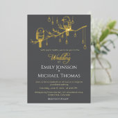 Rustieke Woodland Tortelduifjes Romantische bruilo Folie Uitnodiging (Staand Voorkant)