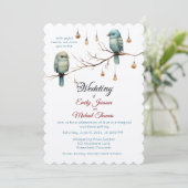 Rustieke Woodland Tortelduifjes Romantische bruilo Kaart (Staand voorkant)