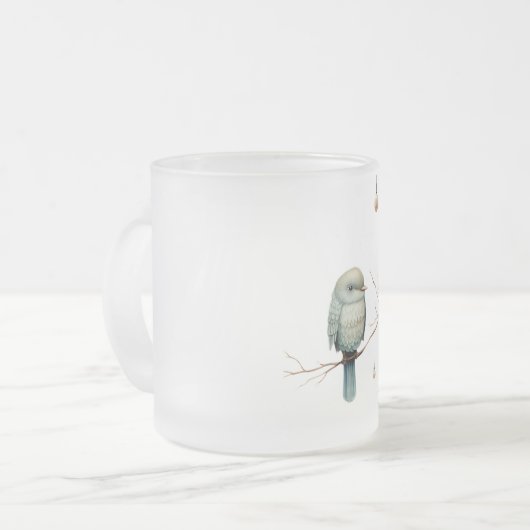 Rustieke Woodland Tortelduifjes Romantische bruilo Matglas Koffiemok (Voorkant links)