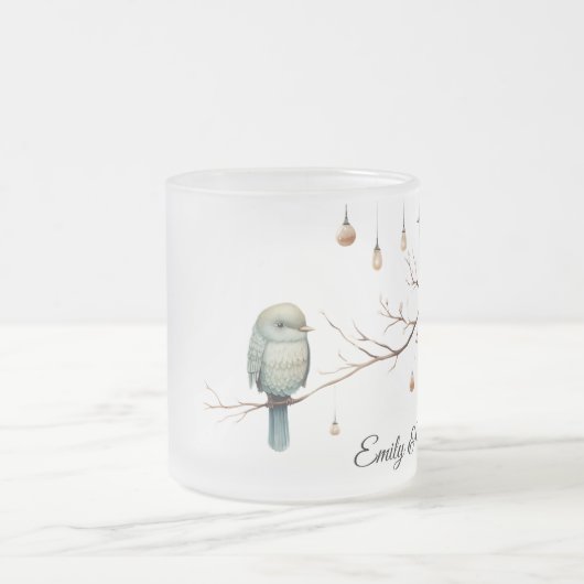 Rustieke Woodland Tortelduifjes Romantische bruilo Matglas Koffiemok (Center)