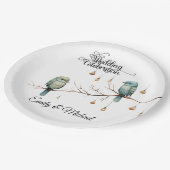 Rustieke Woodland Tortelduifjes Romantische bruilo Papieren Bordje (Gekanteld)