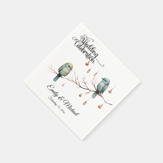 Rustieke Woodland Tortelduifjes Romantische bruilo Servet (Hoek)