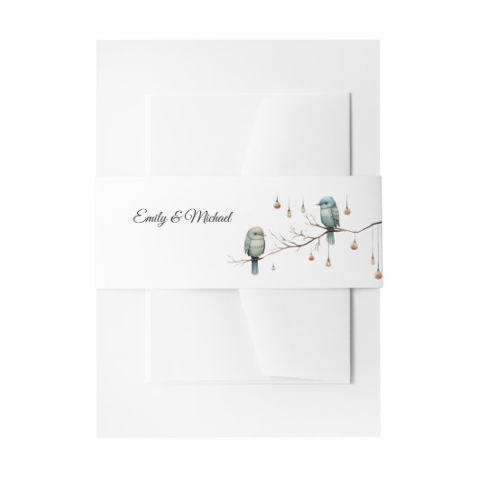 Rustieke Woodland Tortelduifjes Romantische bruilo Uitnodigingen Wikkel (Voorkant Voorbeeld)