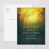 Rustieke Woodland Tree Lights Save The Date Aankondigingskaart (Voorkant / Achterkant)
