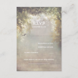 Rustieke Woodland Tree Lights Wedding RSVP Kaartje