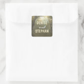 Rustieke Woodland Tree String Lights Bruiloft Vierkante Sticker (Tas)