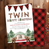 Rustieke Woodland Twins One Happy Camper Verjaarda Kaart