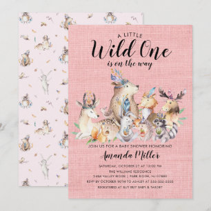 Rustieke Woodland Vrienden Wild One Meisjes Baby s Kaart