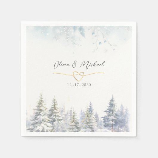 Rustieke Woodland Winter bruiloft servetten (Voorkant)